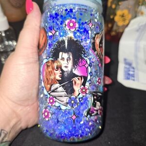 Glittery Blue Tumbler with Movie Characters